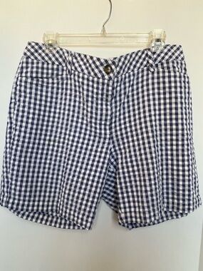 Lands' End Women's Navy & White Gingham Shorts